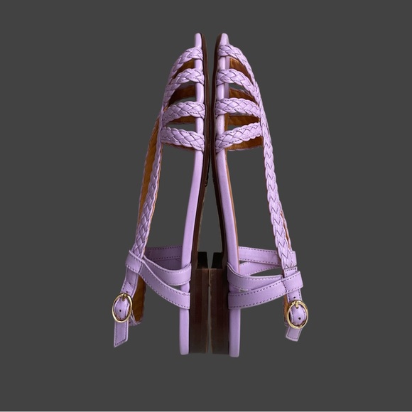 SEZANE Lilac Lavender Purple Braided Leather Open Toe Natacha Low Sandals 39 - Picture 8 of 17